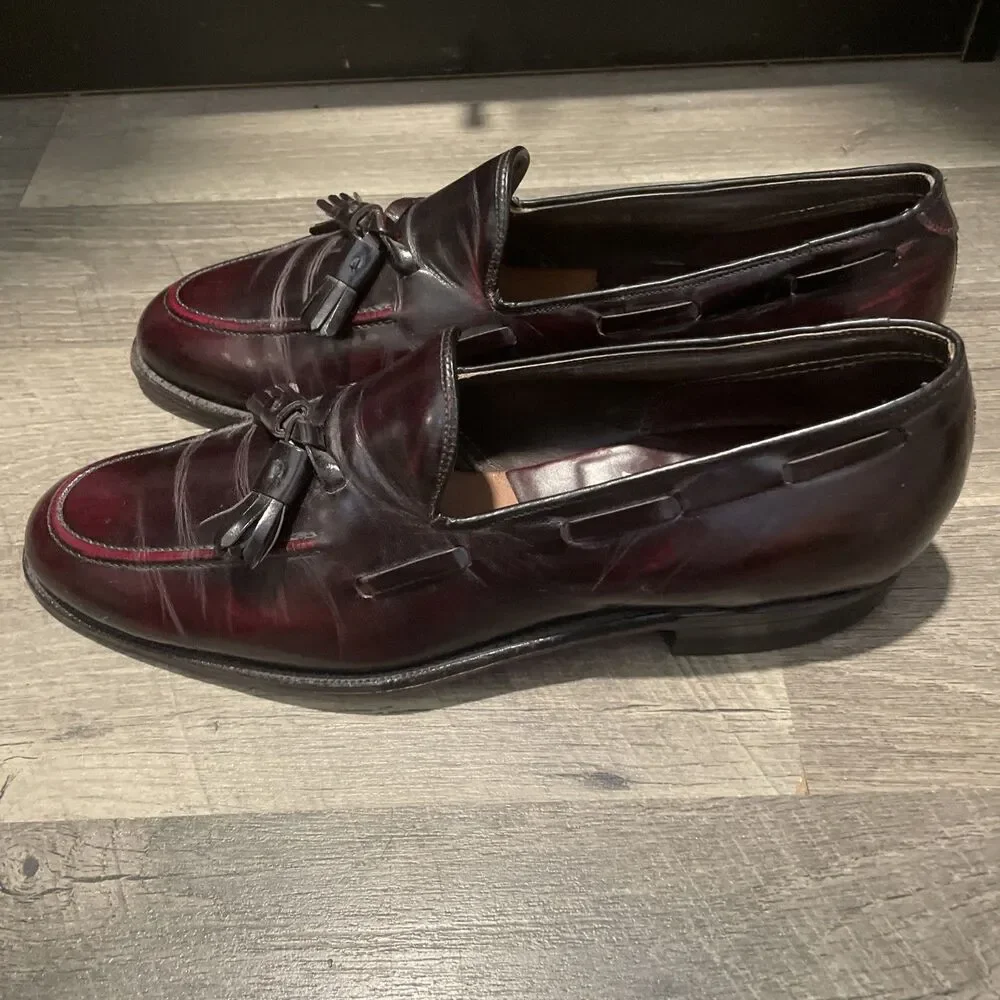 Vintage Johnston & Murphy Aristocraft Oxblood Leather Tassel Loafers 9.5 B/A USA